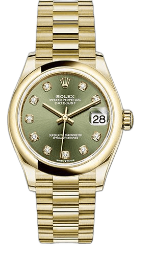 Rolex Datejust 31 Yellow Gold — Olive Green Diamond Dial | Ref. 278248