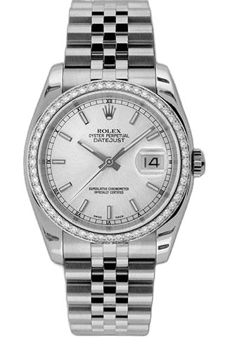 Rolex Datejust Rolesor — White Diamond Dial, 52-Diamond Bezel | Ref. 116244
