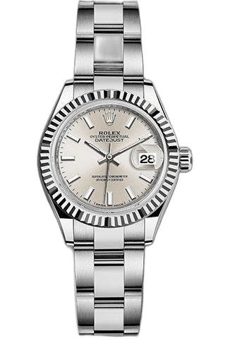 Rolex Lady-Datejust 28 White Rolesor — Silver Index Dial | Ref. 279174