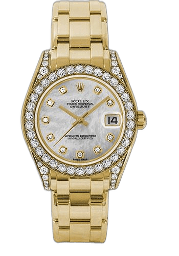 Rolex Datejust Yellow Gold — White Mother-of-Pearl Diamond Dial | Ref. 81158