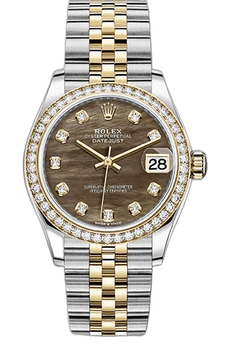 Rolex Datejust Yellow Rolesor — Diamond Bezel Dark Mother-of-Pearl Diamond Dial | Ref. 278383RBR