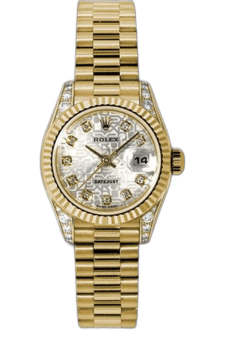 Rolex Datejust Yellow Gold — Fluted Bezel Silver Jubilee Diamond Dial | Ref. 179238