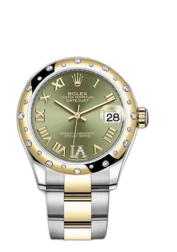 Rolex Datejust 31 Yellow Rolesor — Olive Green Diamond Roman Dial, Domed Diamond Bezel | Ref. N/A