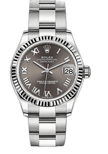 Rolex Datejust 31 White Rolesor — Dark Grey Roman Dial, Fluted Bezel | Ref. 278274