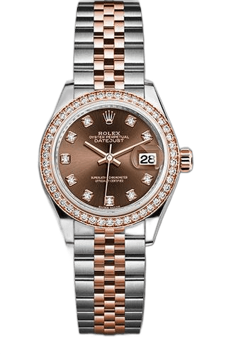 Rolex Datejust 28 Everose Rolesor — Diamond Bezel Chocolate Diamond Dial | Ref. 279381RBR