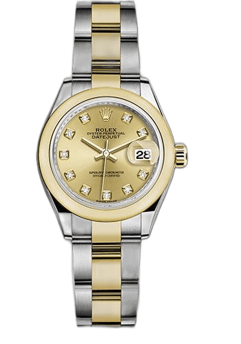 Rolex Lady-Datejust 28 Yellow Rolesor — Champagne Diamond Dial | Ref. 279163