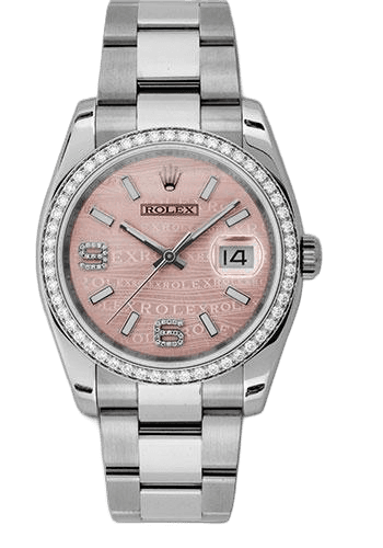 Rolex Datejust 36 White Rolesor — Pink Wave Diamond Dial | Ref. 116244