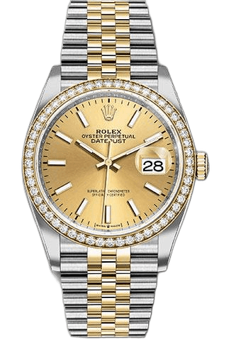 Rolex Datejust Yellow Rolesor — Champagne Index Dial, Yellow Diamond Bezel | Ref. 126283RBR