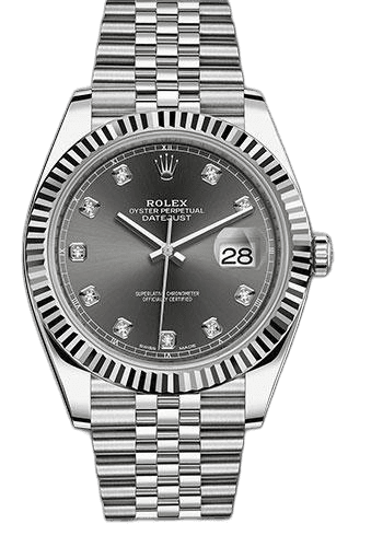 Rolex Datejust 41 White Rolesor — Dark Rhodium Diamond Dial | Ref. 126334
