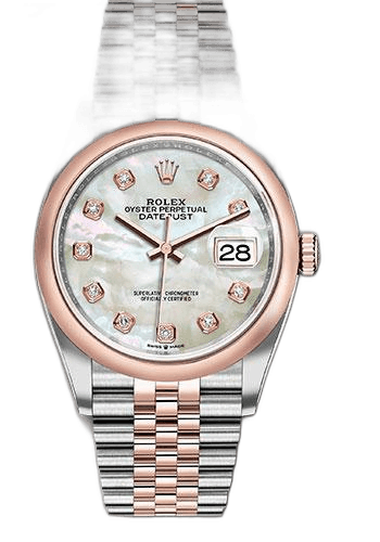 Rolex Datejust Everose Rolesor — White Mother-of-Pearl Diamond Dial | Ref. 126201