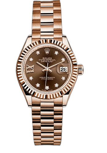 Rolex Datejust Gold — Chocolate Diamond Star Dial, Fluted Bezel | Lady-Datejust 28