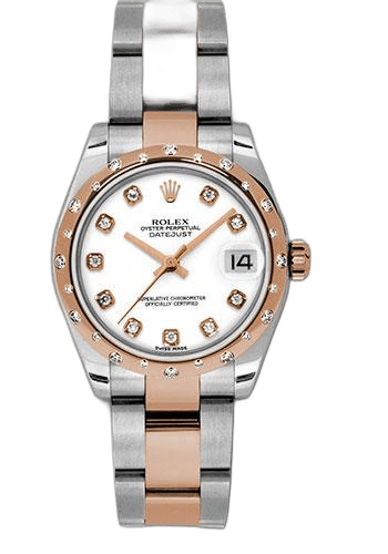 Rolex Datejust 31 Everose Rolesor — 24-Diamond Bezel White Diamond Dial | Ref. 178341