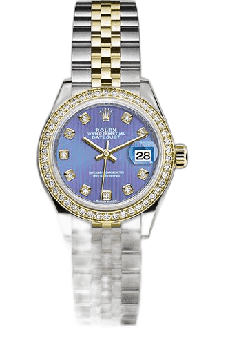 Rolex Lady-Datejust 28 Yellow Rolesor — Lavender Diamond Dial | Ref. 279383RBR (2)