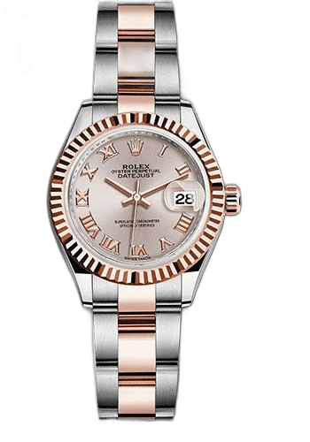 Rolex Lady-Datejust 28 Everose Rolesor — Sundust Roman Dial with Fluted Bezel | Ref. 279171