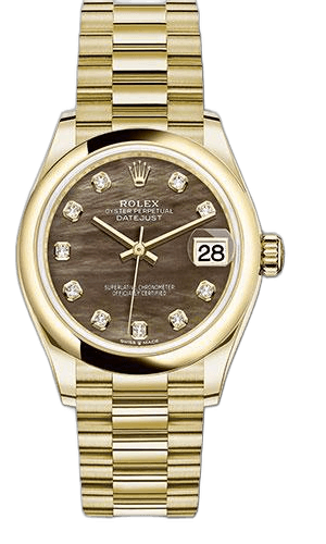 Rolex Datejust 31 Yellow Gold — Dark Mother-of-Pearl Diamond Dial | Ref. 278248