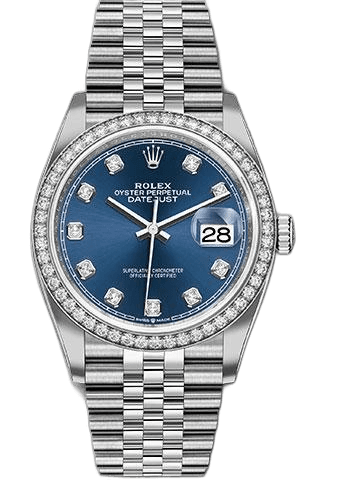 Rolex Datejust 36 Oystersteel — Blue Diamond Dial, Diamond Bezel | Ref. 126284RBR