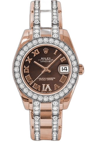 Rolex Datejust Pearlmaster 34 Everose Gold — Chocolate Roman Dial | Ref. 81285