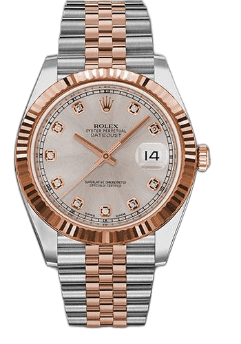 Rolex Datejust 41 Everose Rolesor — Sundust Diamond Dial, Fluted Bezel | Ref. 126331