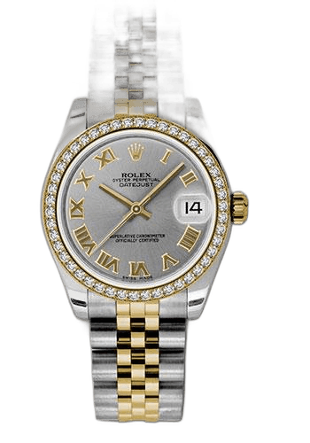 Rolex Datejust 31 Yellow Rolesor — 46-Diamond Bezel, Grey Roman Dial | Ref. 178383