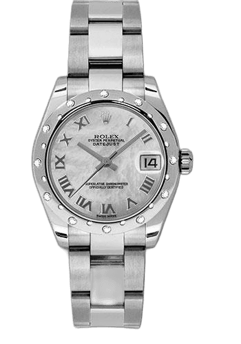 Rolex Datejust 31 White Rolesor — Mother-of-Pearl Roman & 24-Diamond Bezel | Ref. 178344