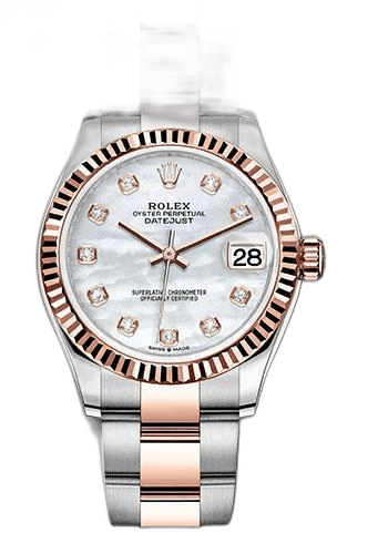 Rolex Datejust 31 Everose Rolesor — Silver Diamond Dial, Fluted Bezel | Ref. 278271