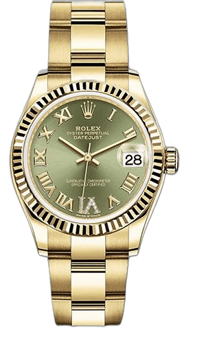 Rolex Datejust 31 Yellow Gold — Olive Green Diamond Six Dial | Ref. 278278