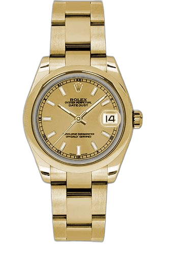 Rolex Datejust 31 Yellow Gold — Champagne Index Dial, Domed Bezel | Ref. 178248