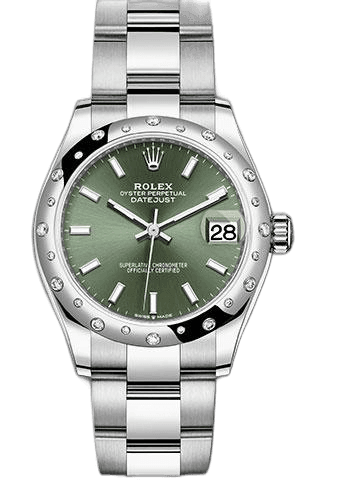Rolex Datejust 31 Rolesor — Mint Green Index Dial, 24-Diamond Bezel | Ref. 278344RBR