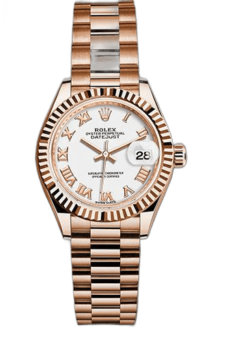 Rolex Lady-Datejust Gold — Fluted Bezel White Roman Dial | Ref. 279175
