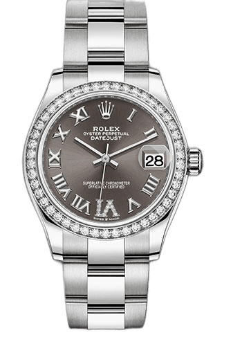 Rolex Datejust 31 White Rolesor — Dark Grey Roman & Diamond Dial, Diamond Bezel