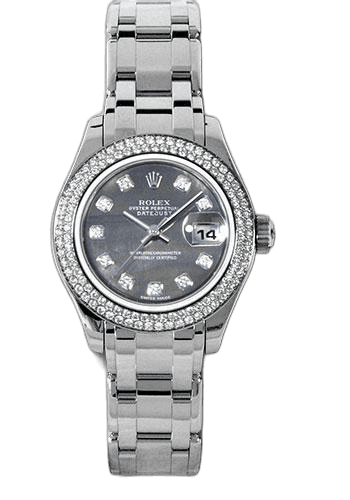 Rolex Lady-Datejust Pearlmaster 29 White Gold — Dark Mother-of-Pearl Diamond Dial | Ref. 80339