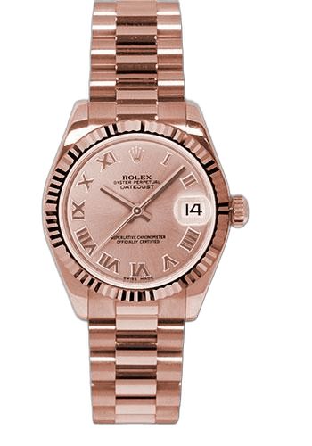 Rolex Datejust Gold — Fluted Bezel Pink Champagne Roman Dial | Ref. 178275