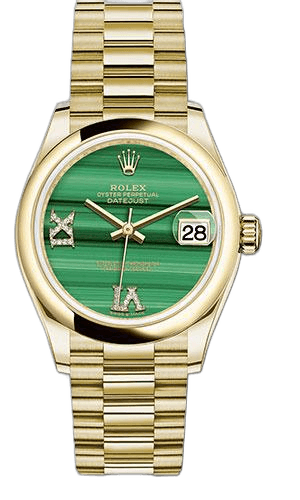 Rolex Datejust 31 Yellow Gold — Malachite Diamond Six and Nine Dial
