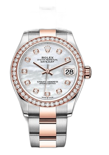 Rolex Datejust Everose Rolesor — Mother-of-Pearl Diamond Dial, 46-Diamond Bezel | Ref. 278381RBR