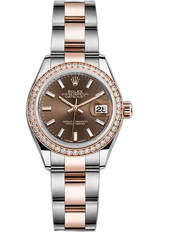 Rolex Datejust 28 Everose Rolesor — Chocolate Diamond Dial, Diamond Bezel | Ref. 279381RBR