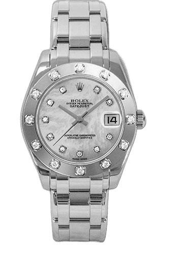 Rolex Datejust White Gold — 12 Diamond Bezel White MOP Diamond Dial | Ref. 81319