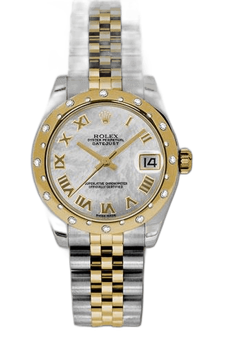 Rolex Datejust 31 Yellow Rolesor — Mother-of-Pearl Roman Dial, 24-Diamond Bezel | Ref. 178343
