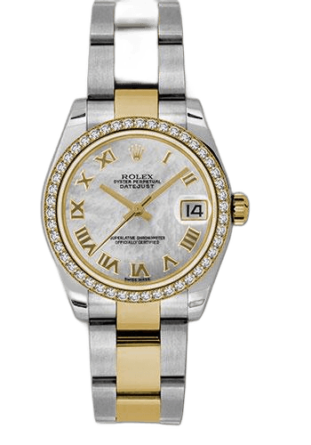 Rolex Datejust Yellow Rolesor — Mother-of-Pearl Roman Dial, 46-Diamond Bezel | Ref. 178383