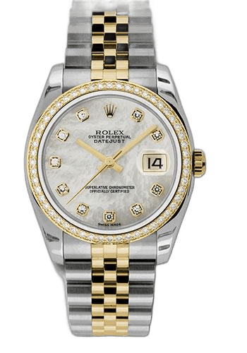 Rolex Datejust 36 Yellow Rolesor — Mother-of-Pearl Diamond Dial, 52-Diamond Bezel | Ref. 116243