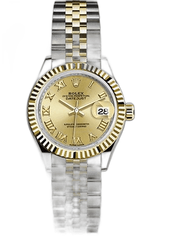 Rolex Lady-Datejust 28 Yellow Rolesor — Champagne Roman Dial | Ref. 279173
