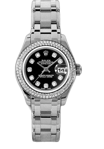 Rolex Datejust 29 White Gold — Black Diamond Dial, 116-Diamond Bezel | Ref. 80339