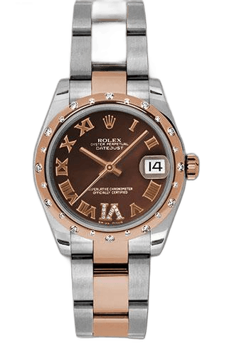 Rolex Datejust 31 Everose Rolesor — Chocolate Diamond Roman Dial, 24-Diamond Bezel | Ref. 178341
