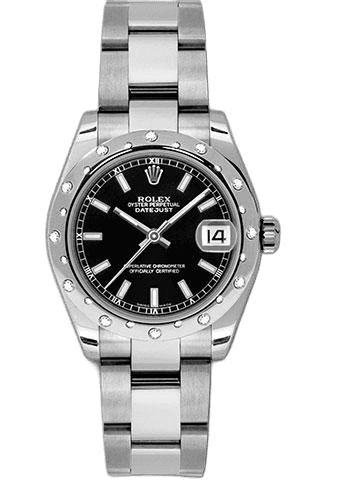 Rolex Datejust 31 White Rolesor — 24 Diamond Bezel Black Index Dial | Ref. 178344
