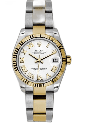 Rolex Datejust 31 Yellow Rolesor — White Roman Fluted Bezel Dial | Ref. 178273