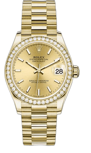 Rolex Datejust 31 Yellow Gold — Champagne Diamond Bezel Dial | Ref. 278288RBR