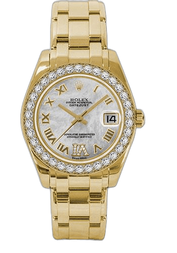 Rolex Datejust Pearlmaster Yellow Gold — White Mother-of-Pearl Roman Dial | Ref. 81298