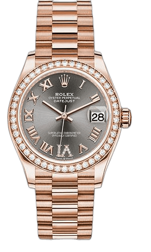 Rolex Datejust 31 Gold — Diamond Bezel Rhodium Diamond Six Dial