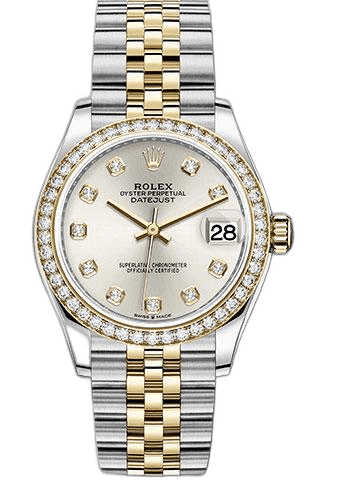 Rolex Datejust Steel and Yellow Gold Datejust 31 Watch - Diamond Bezel - Silver Diamond Dial - Jubilee Bracelet - 278383RBR sdj 31mm Yellow Rolesor Diamond Bezel Silver Diamond Dial Watch Ref. 278383RBR