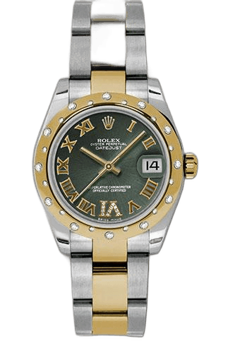 Rolex Datejust 31 Yellow Rolesor — 24-Diamond Bezel Olive Green Diamond Roman Dial | Ref. 178343