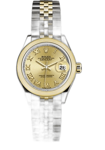 Rolex Lady-Datejust 28 Yellow Rolesor — Champagne Roman Dial | Ref. 279163
